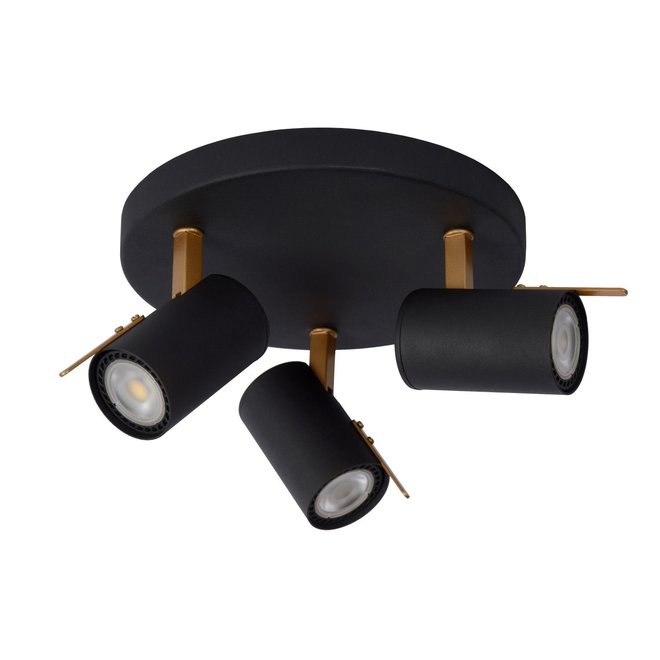 Lucide Grony - Plafondspot LED Dim to warm GU10 3x5W 2200K/3000K Zwart