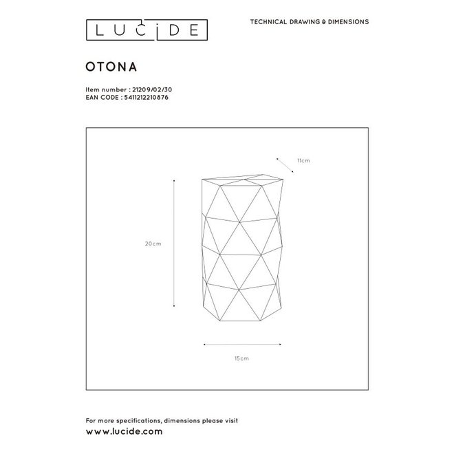 Lucide Otona - Wandlamp 2xE14 Zwart