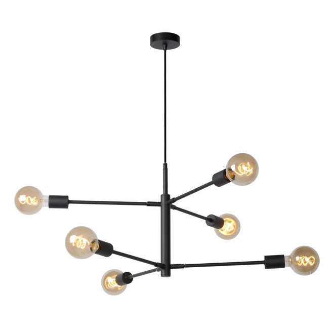 Lucide Lester - Hanglamp 6xE27 Zwart