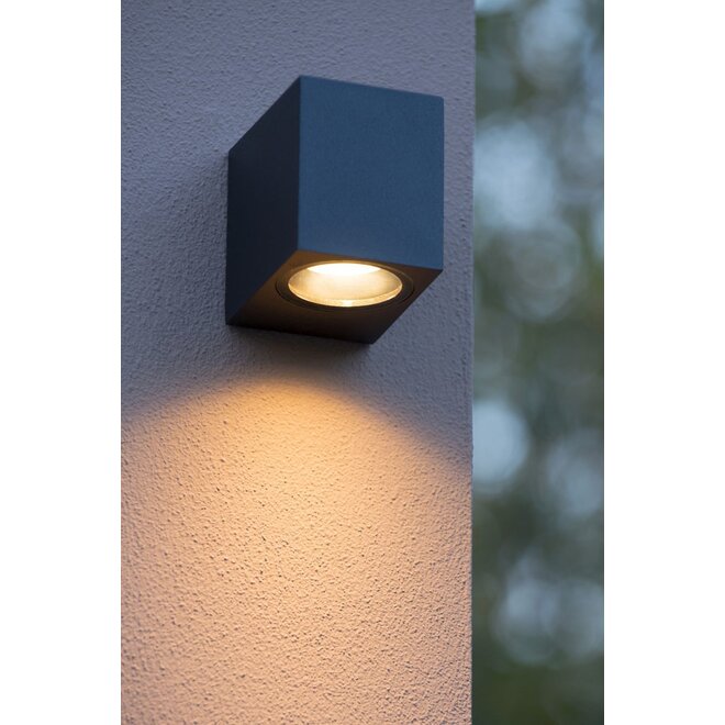 Lucide Zora-led - Wandspot Buiten LED Dimb. GU10 1x5W 3000K IP44 Zwart