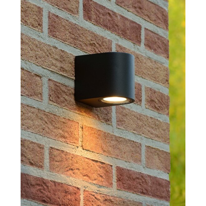 Lucide Zora-led - Wandspot Buiten LED Dimb. GU10 1x5W 3000K IP44 Zwart