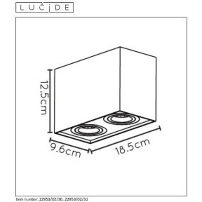 Lucide Tube - Plafondspot 2xGU10 Zwart