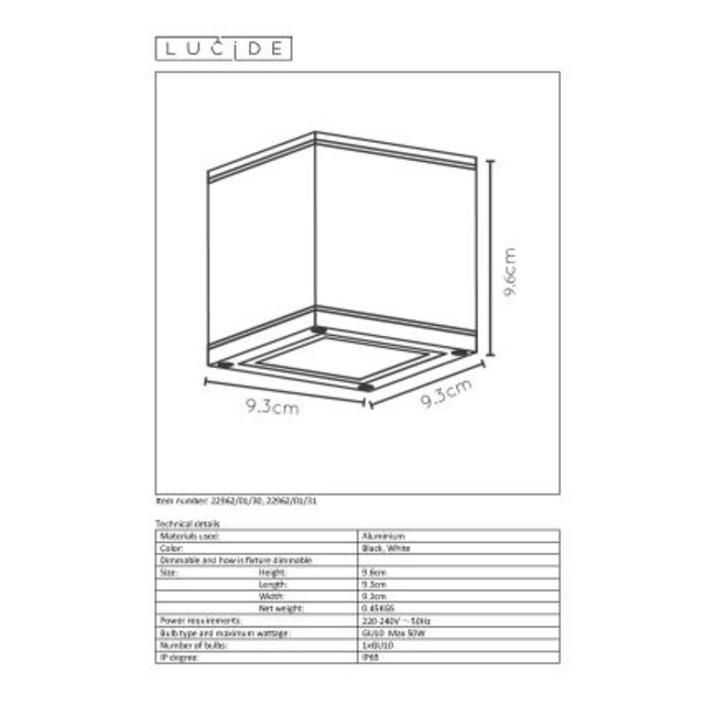 Lucide Aven - Plafondspot Badkamer 1xGU10 IP65 Zwart