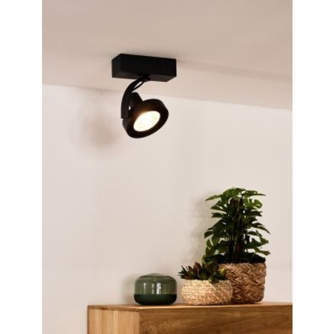 Lucide Dorian - Plafondspot LED Dim to warm GU10 1x12W 2200K/3000K Zwart