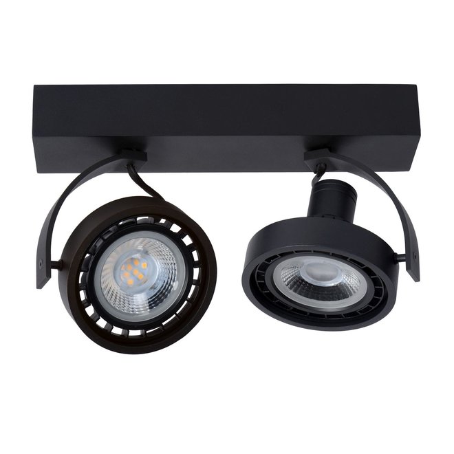 Lucide Dorian - Plafondspot LED Dim to warm GU10 2x12W 2200K/3000K Zwart