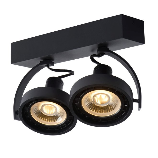 Lucide Dorian - Plafondspot LED Dim to warm GU10 2x12W 2200K/3000K Zwart