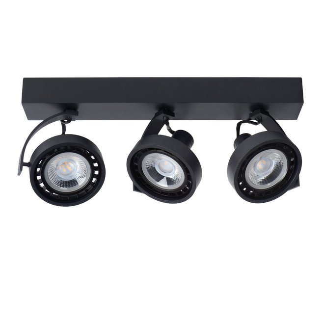 Lucide Dorian - Plafondspot LED Dim to warm GU10 3x12W 2200K/3000K Zwart