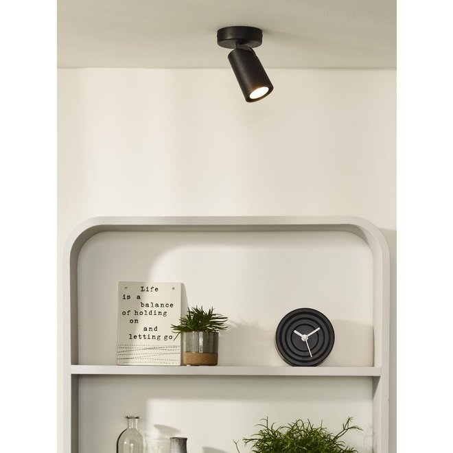 Lucide Xyrus - Plafondspot Ø 9 cm LED Dim to warm GU10 1x5W 2200K/3000K Zwart