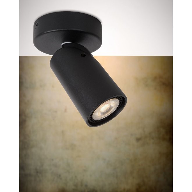 Lucide Xyrus - Plafondspot Ø 9 cm LED Dim to warm GU10 1x5W 2200K/3000K Zwart