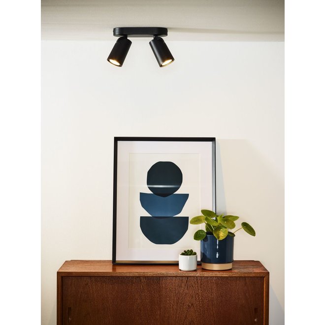 Lucide Xyrus - Plafondspot LED Dim to warm GU10 2x5W 2200K/3000K Zwart