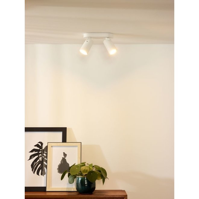 Lucide Xyrus - Plafondspot LED Dim to warm GU10 2x5W 2200K/3000K Wit