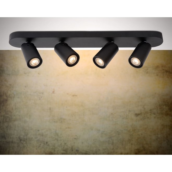 Lucide Xyrus - Plafondspot LED Dim to warm GU10 4x5W 2200K/3000K Zwart