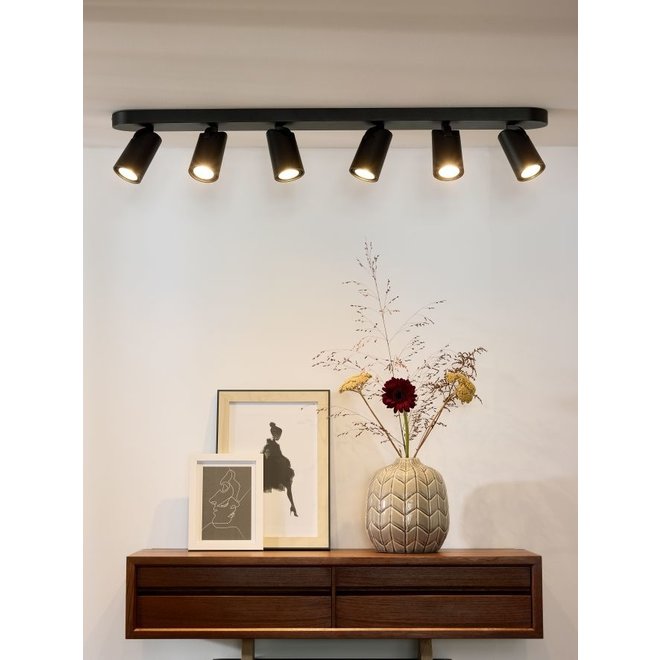 Lucide Xyrus - Plafondspot LED Dim to warm GU10 6x5W 2200K/3000K Zwart