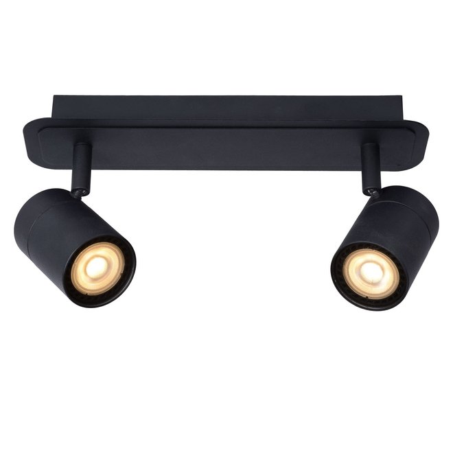 Lucide Lennert - Plafondspot Badkamer LED Dimb. GU10 2x5W 3000K IP44 Zwart