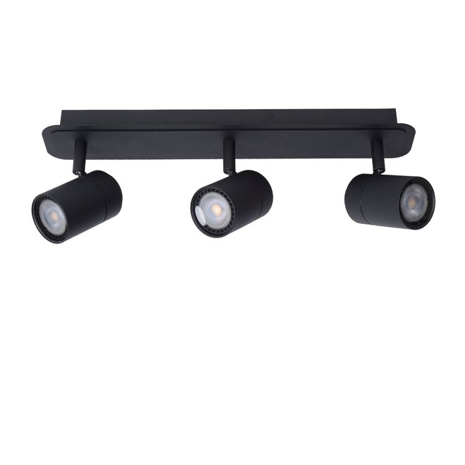Lucide Lennert - Plafondspot Badkamer LED Dimb. GU10 3x5W 3000K IP44 Zwart