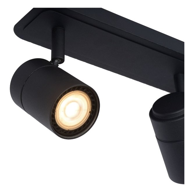 Lucide Lennert - Plafondspot Badkamer LED Dimb. GU10 3x5W 3000K IP44 Zwart
