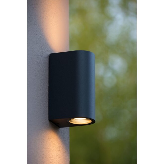 Lucide Boogy - Wandspot Buiten 2xGU10 IP44 Zwart