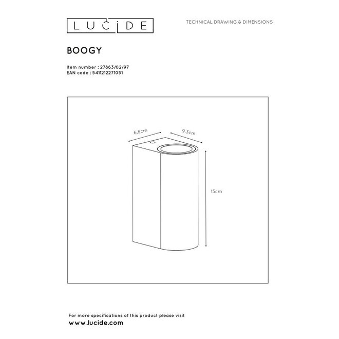Lucide Boogy - Wandspot Buiten 2xGU10 IP44 Roest bruin