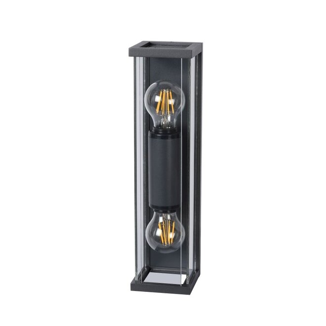Lucide Claire Mini - Wandlamp Buiten 2xE27 IP54 Antraciet