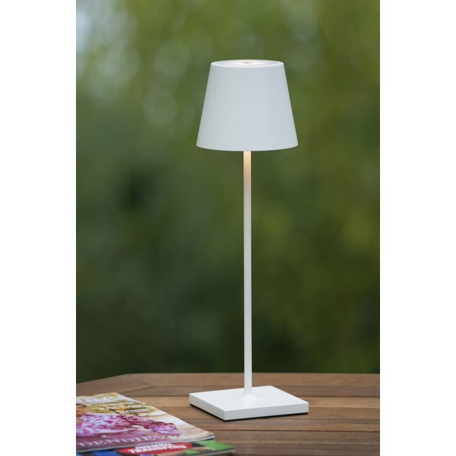 Lucide Justin - Tafellamp Buiten Ø 11 cm LED Dimb. 1x2,2W 3000K IP54 Wit