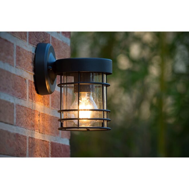 Lucide Keppel - Wandlamp Buiten 1xE27 IP23 Zwart