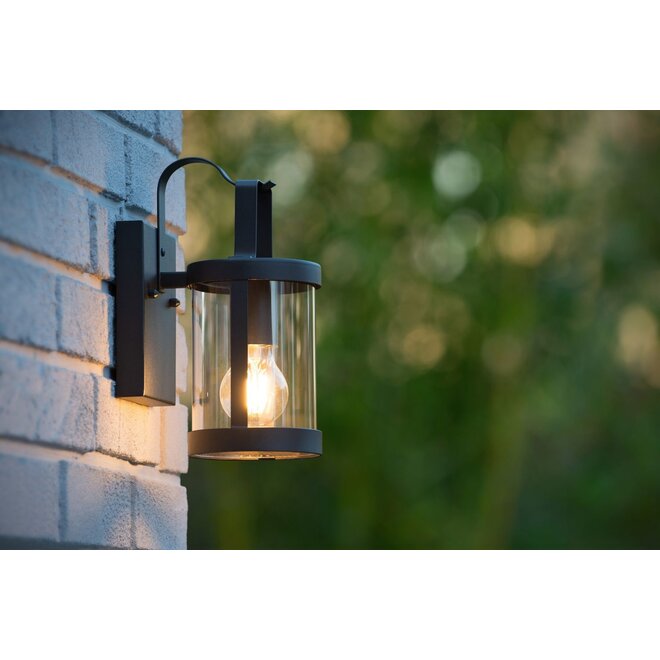 Lucide Lindelo - Wandlamp Buiten 1xE27 IP23 Zwart