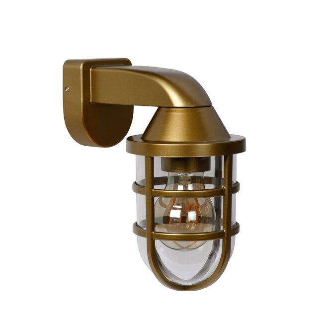 Lucide Lewis - Wandlamp Buiten 1xE27 IP44 Mat Goud / Messing