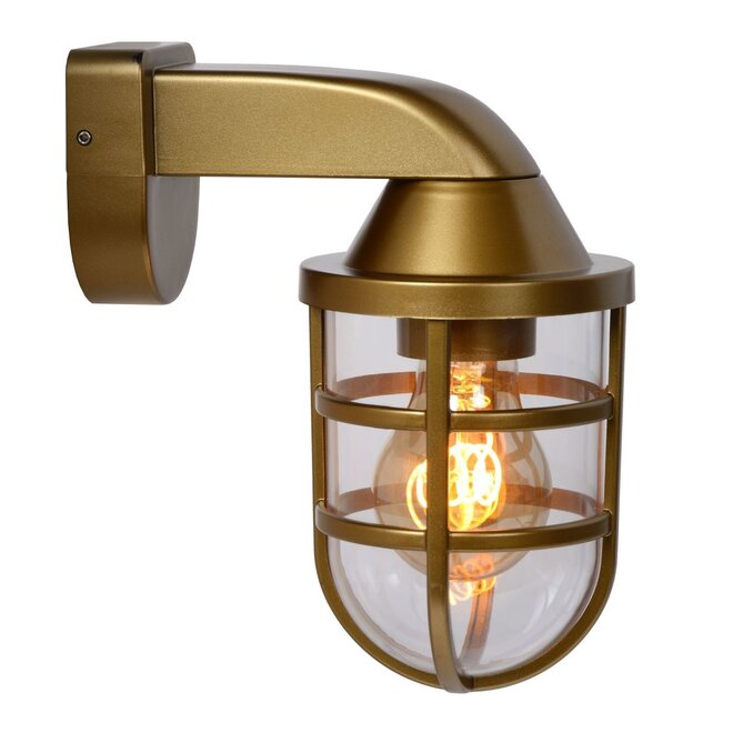 Lucide Lewis - Wandlamp Buiten 1xE27 IP44 Mat Goud / Messing