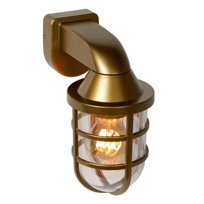 Lucide Lewis - Wandlamp Buiten 1xE27 IP44 Mat Goud / Messing