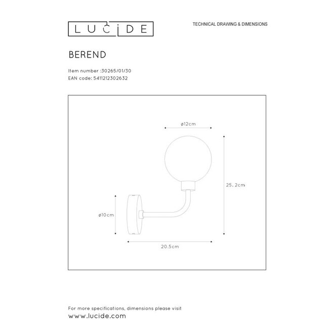 Lucide Berend - Wandlamp Badkamer 1xG9 IP44 Zwart