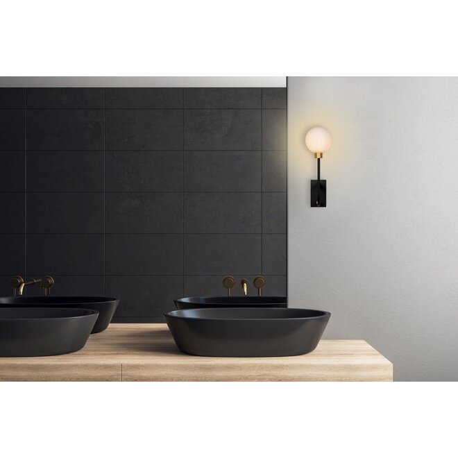 Lucide Berend - Wandlamp Badkamer 1xG9 IP44 Zwart