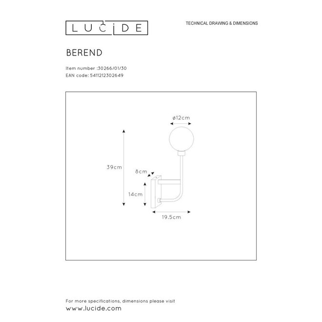 Lucide Berend - Wandlamp Badkamer 1xG9 IP44 Zwart