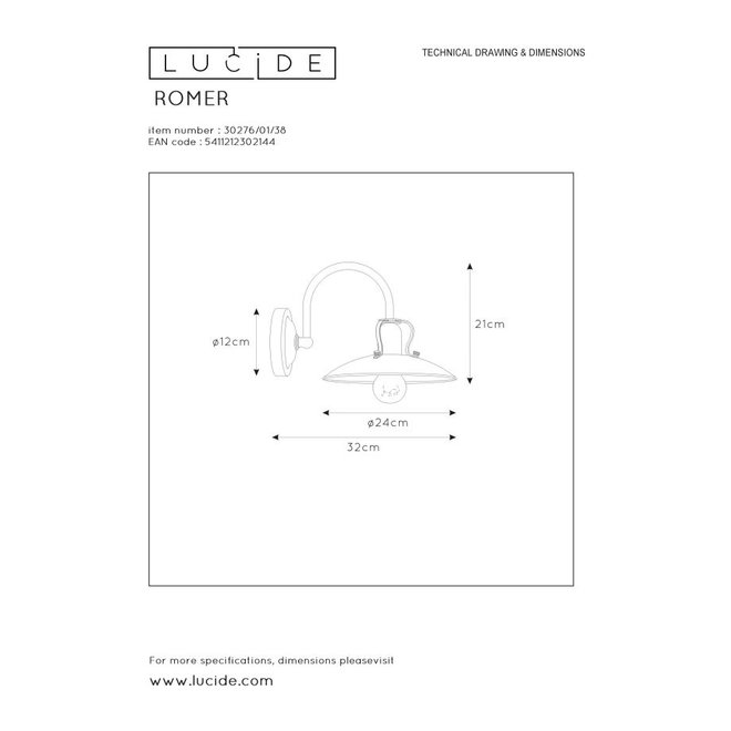 Lucide Römer - Wandlamp Ø 24 cm 1xE27 Beige