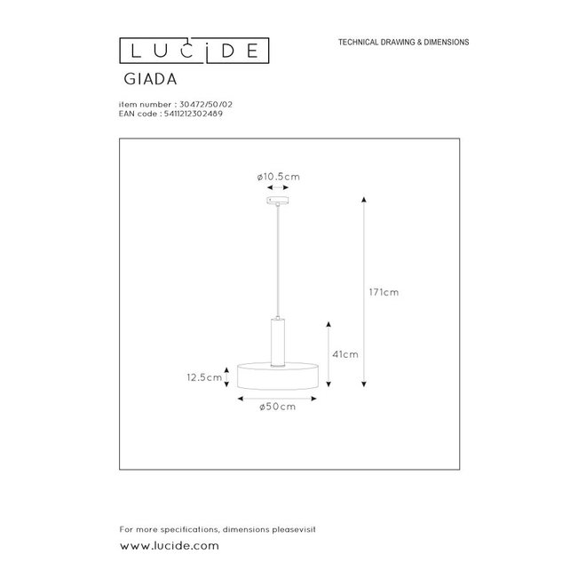 Lucide Giada - Hanglamp Ø 50 cm 1xE27 Mat Goud / Messing