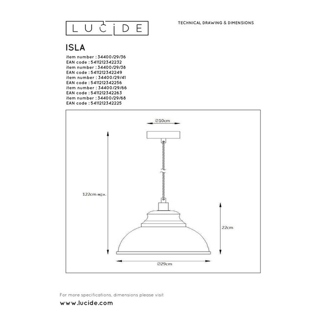 Lucide Isla - Hanglamp Ø 29 cm 1xE14 Grijs