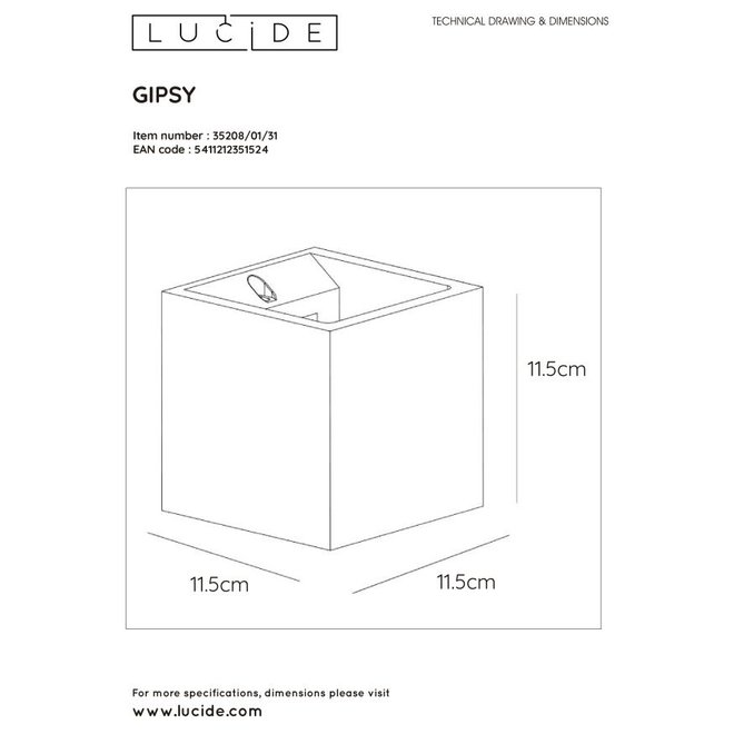 Lucide Gipsy - Wandlamp 1xG9 Wit