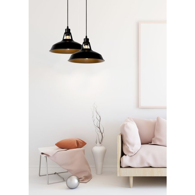 Lucide Brassy-bis - Hanglamp Ø 31 cm 1xE27 Zwart