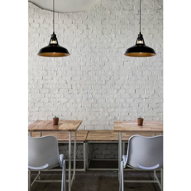 Lucide Brassy-bis - Hanglamp Ø 31 cm 1xE27 Zwart