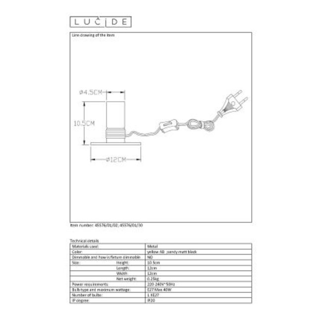 Lucide Marit - Tafellamp Ø 10 cm 1xE27 Mat Goud / Messing