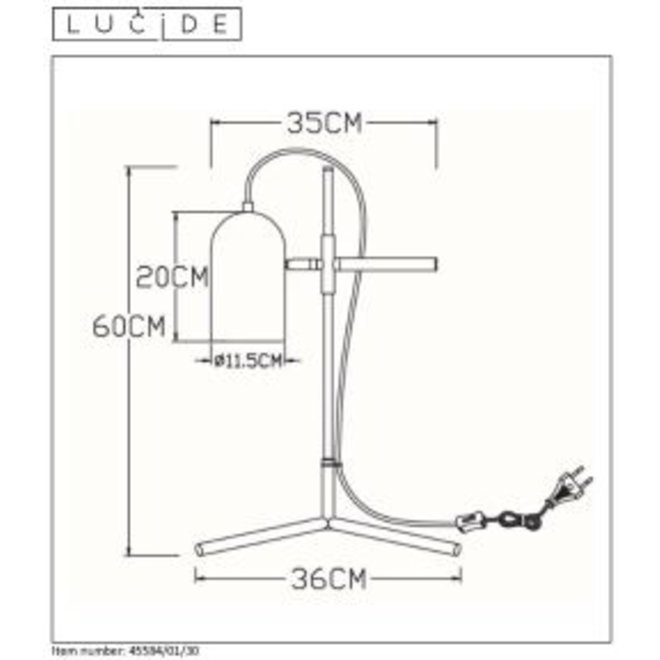 Lucide Edek - Tafellamp 1xE27 Zwart