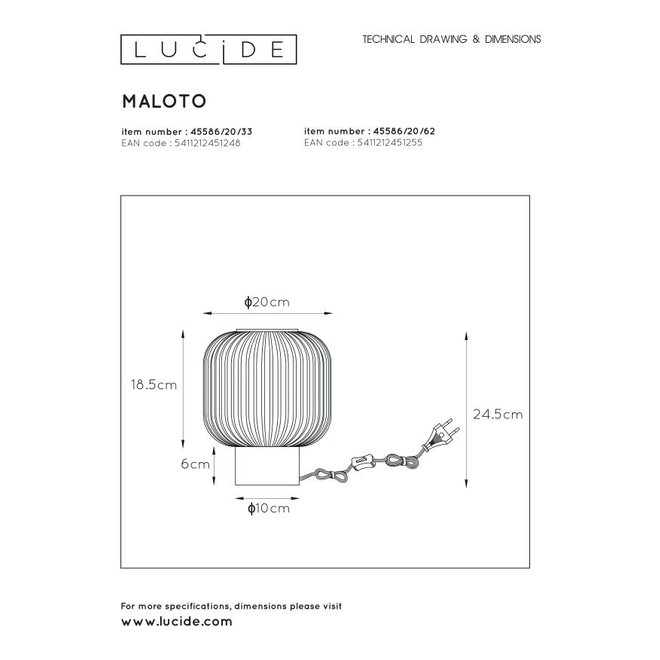 Lucide Maloto - Tafellamp Ø 20 cm 1xE27 Groen