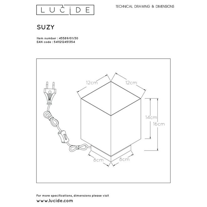 Lucide Suzy - Tafellamp 1xE14 Zwart