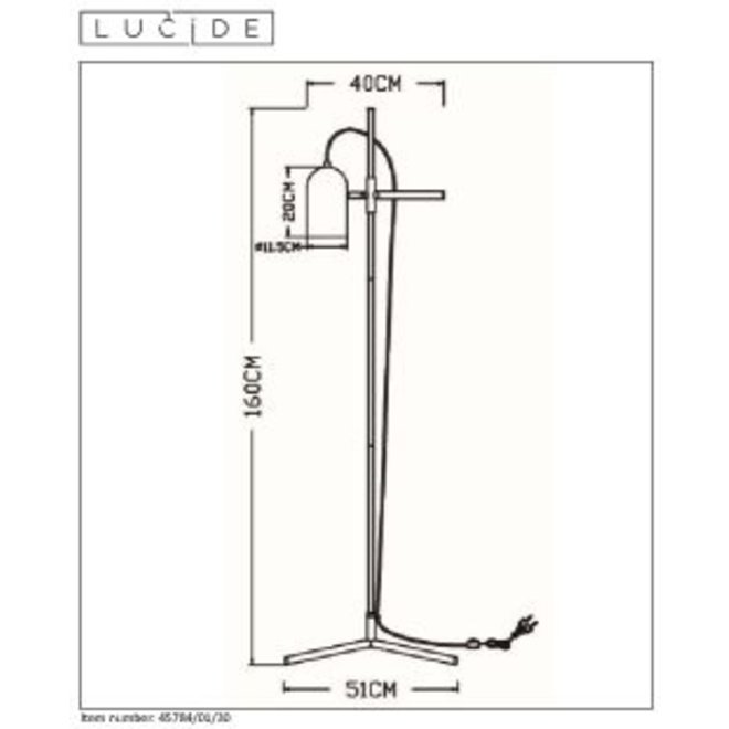 Lucide Edek - Vloerlamp 1xE27 Zwart