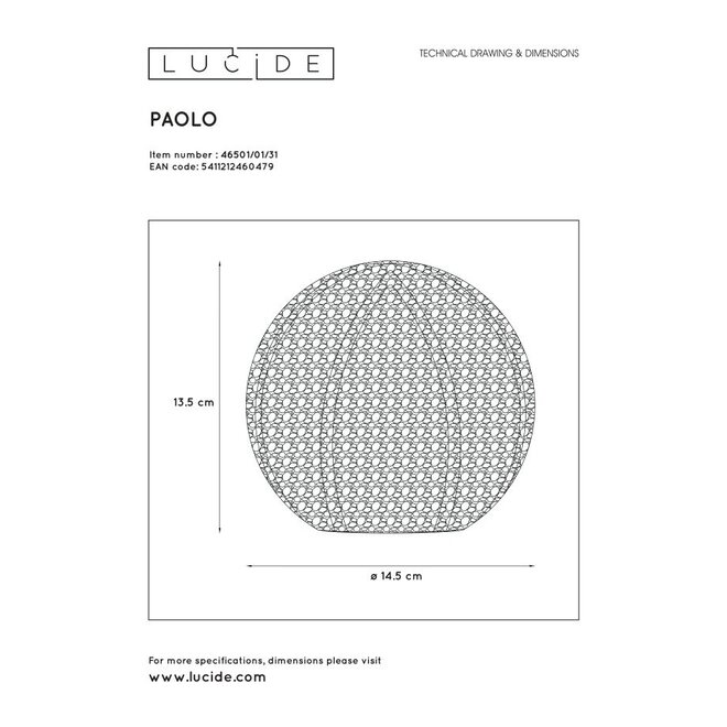 Lucide Paolo - Tafellamp Ø 14,5 cm 1xG9 Wit