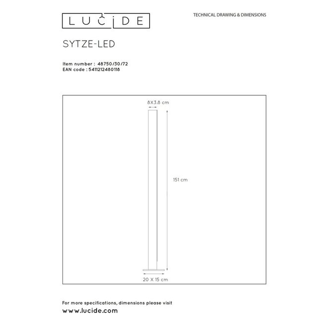 Lucide Sytze - Vloerlamp LED Dimb. 1x30W 3000K Licht hout