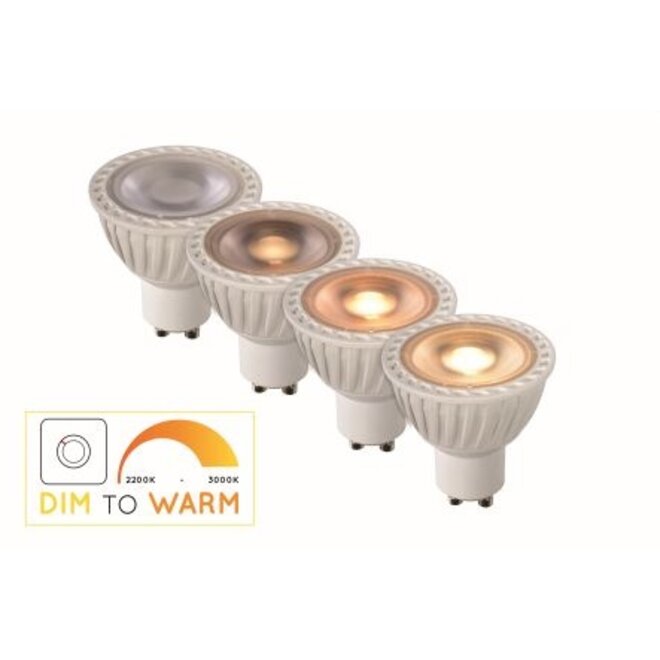 Lucide Led Bulb - Led lamp Ø 5 cm LED Dim to warm GU10 1x5W 2200K/3000K Wit