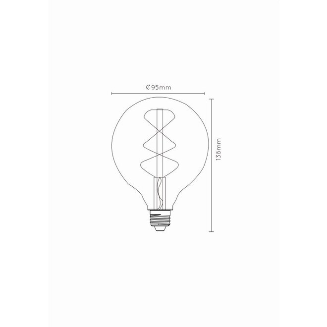 Lucide Led Bulb - Filament lamp Ø 9,5 cm LED Dimb. E27 1x5W 2200K Amber