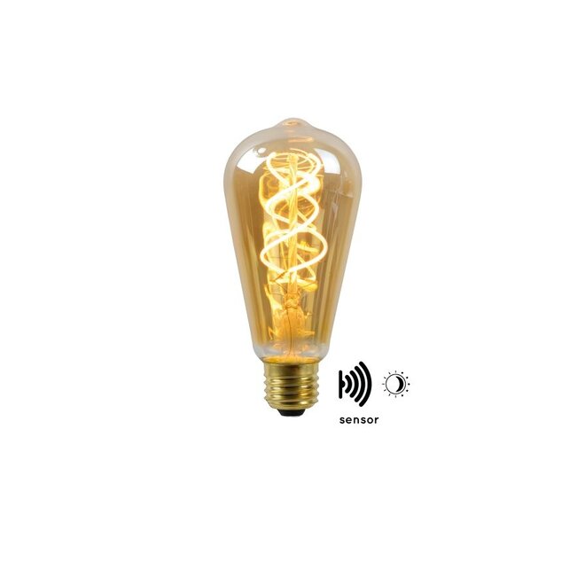 Lucide Led Bulb Twilight Sensor - Filament lamp Buiten Ø 6,4 cm LED E27 1x4W 2200K Amber