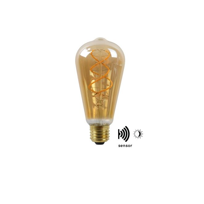 Lucide Led Bulb Twilight Sensor - Filament lamp Buiten Ø 6,4 cm LED E27 1x4W 2200K Amber