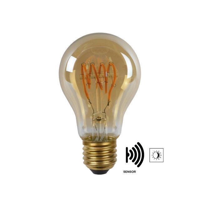 Lucide Led Bulb Twilight Sensor - Filament lamp Buiten Ø 6 cm LED E27 1x4W 2200K Amber